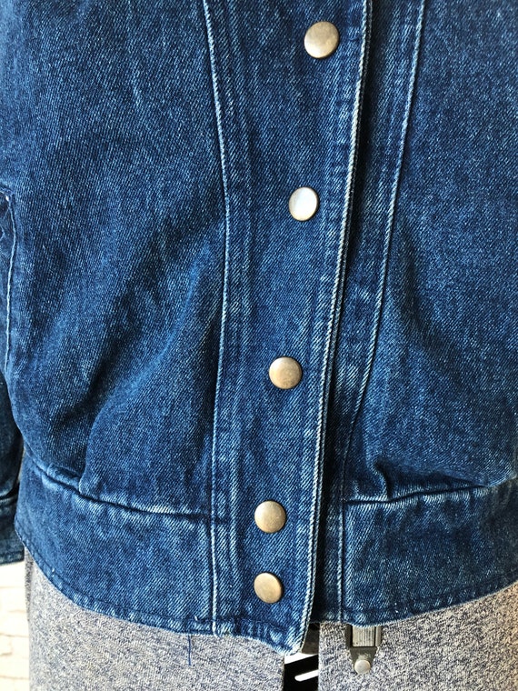 80s Denim Jacket, fitted jean jacket, dark blue w… - image 5