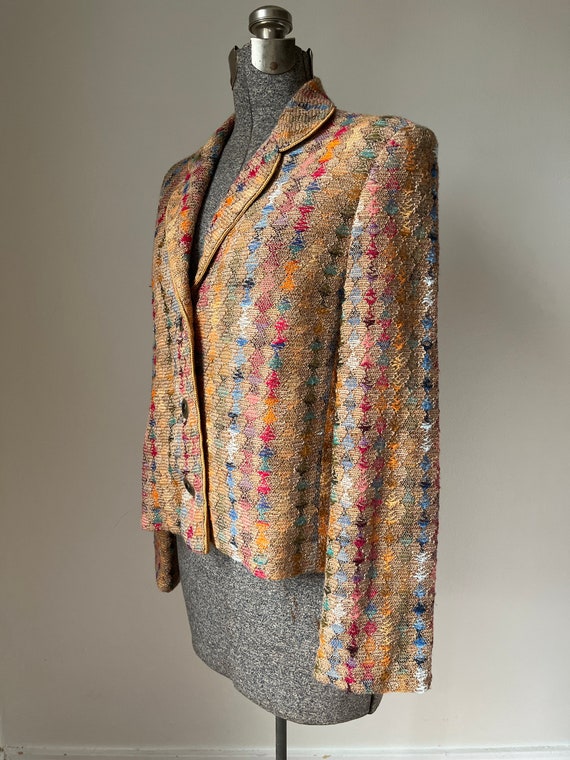 vintage blazer jacket, gold multi colored blazer,… - image 9