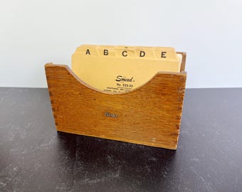 Pudełko na przepisy w kształcie kuli z drewna w stylu vintage, klasyczne pudełko na karty indeksowe z drewna, styl otwarty, połączenia na jaskółczy ogon, 3 x 5 kart