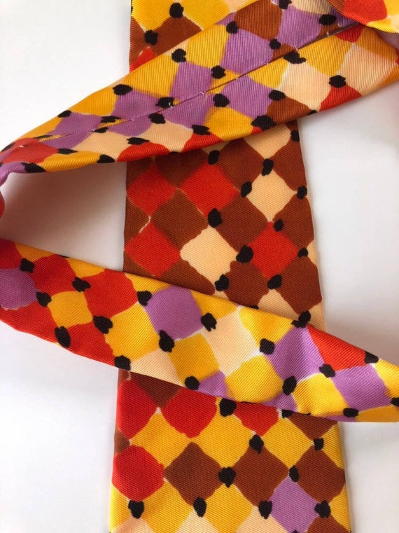 Bright Vintage Tie, Colorful neck tie, wide multi 