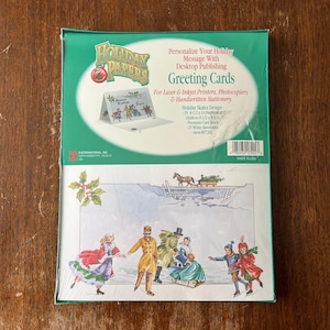 Papel de carta Z Grafix Holiday, folhas de papel timbrado, designs de férias, papéis de férias vintage, jato de laser, design de patinadores de férias, nº 17202, 25