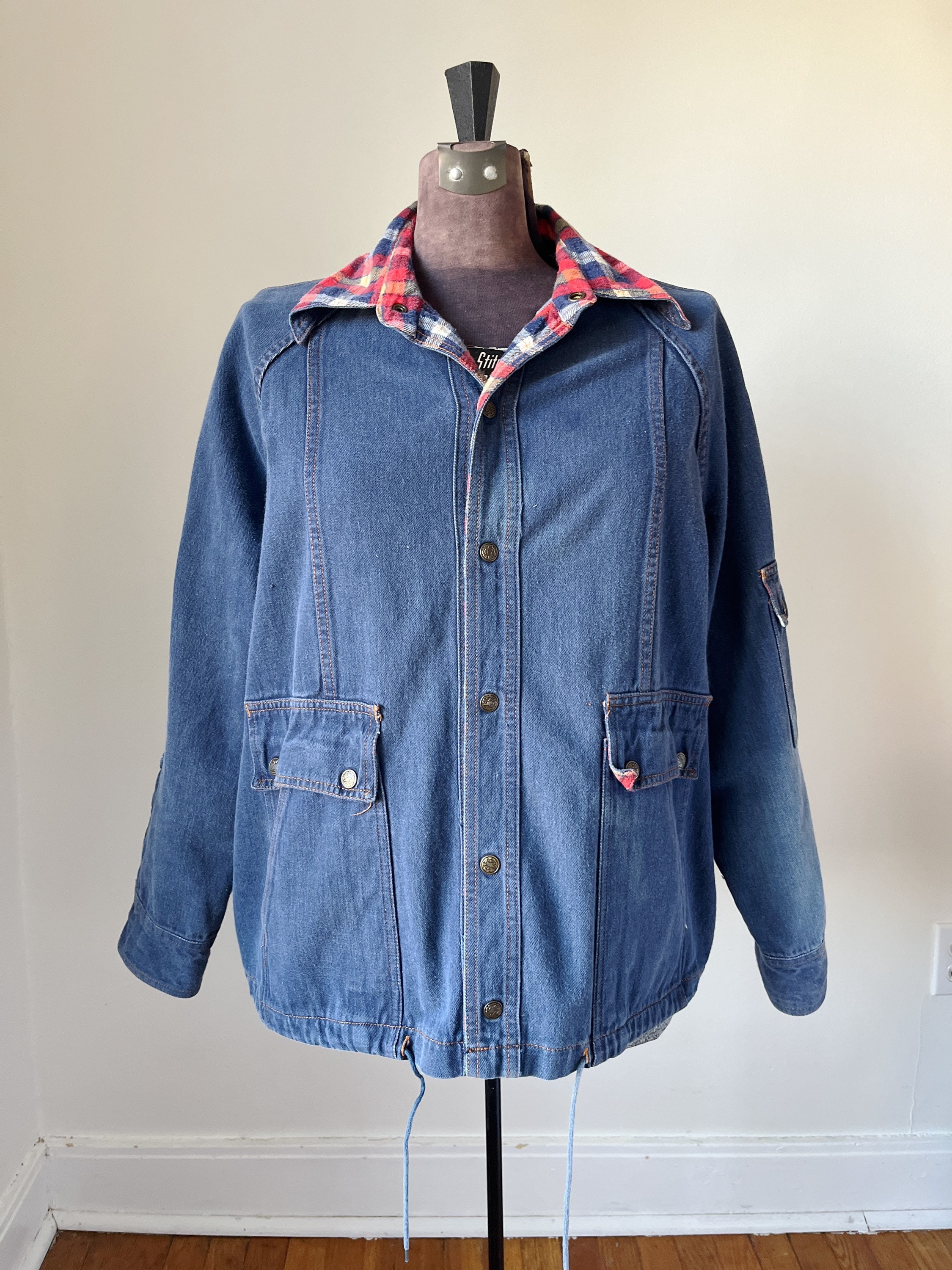 【Vintage】DENIM COAT / JACKET Vintage GILRICHCO Denim Jacket Men M Blue Button Front CJP