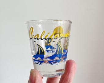 California Sailing Shot Glass, Sailboat Shot Glass, Vintage California Souvenir