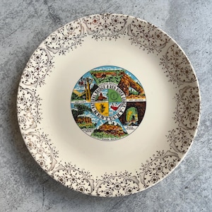 Red River Gorge KY Decorative Plate, Natural Bridge Kentucky, Sky Bridge, Nada Tunnel, Chimney Rock, Raven Rock, Vintage Landmark Souvenir
