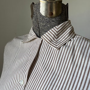 Sleeveless Button Up, Waist Tie, Brown Striped Top, Sleeveless Collar Button Shirt, Vintage Stripes, Womens Button Blouse, Vertical Stripes