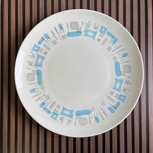 Blue Heaven Plate, 12&quot; Chop Plate, Large Plate, Platter, Blue Atomic Pattern, MCM, Blue Heaven Royal China