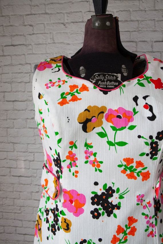 vintage summer dress, Bright floral Sheath, sprin… - image 2