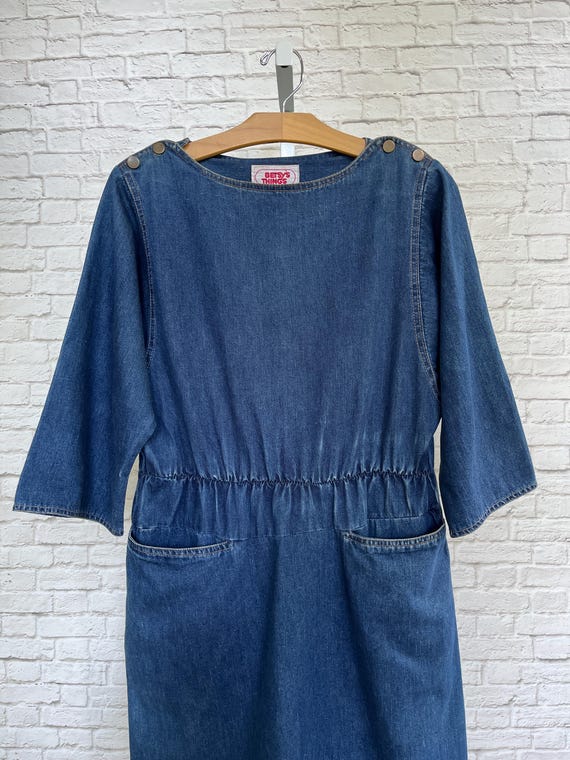 Buy Vintage Denim Dress, Betsy's Things Jean Dress, Shoulder Button, Dress  With Pockets, 60s 70s Online in India - Etsy