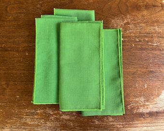 Servilletas de tela verde Kelly, juego de 4, servilletas de tela vintage vibrantes, verde brillante, bordes reforzados.