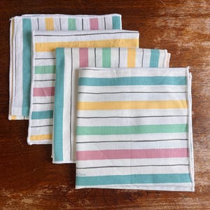 Vera Cloth Napkins, Vintage Vera Neumann, Striped, Pastel, Beach, set of 4, cloth napkins, Spring, Easter, Sustainable,