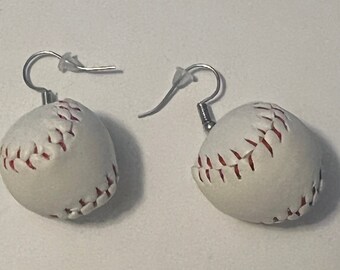 3D mini baseball leather earrings