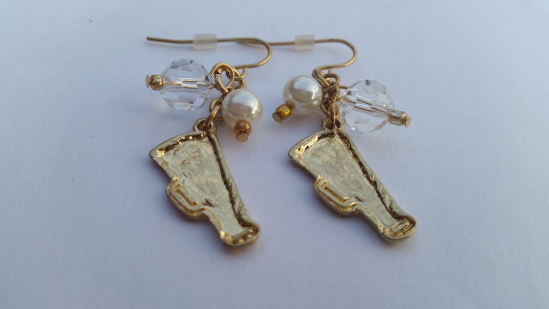 New Dangling Goldtone Megaphone Charm Earrings Cheer/ Etsy