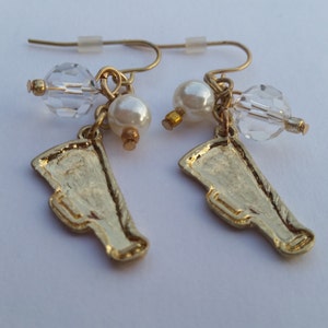New Dangling Goldtone Megaphone Charm Earrings Cheer/ Cheerleading