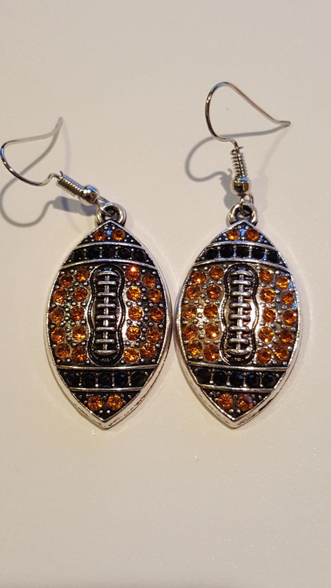 New Bling Rhinestone Black and Gold Football Earrings - Etsy