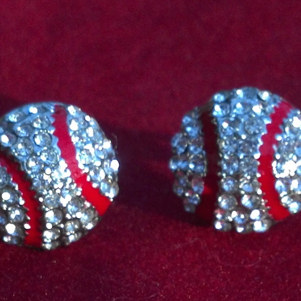 New Baseball Rhinestone Stud Earrings