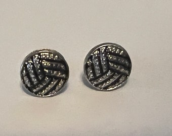 New Volleyball Charm Stud Earrings 1/3 inch