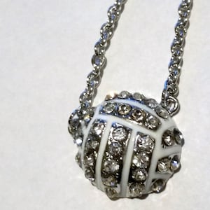 New Rhinestone Half Ball Volleyball Crystal Necklace - Us Seller