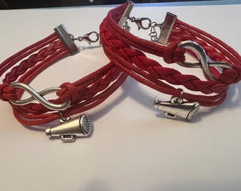 Lot of 2 Megaphone infinity bracelets - red