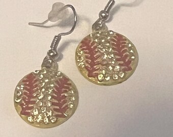 New flat Rhinestone Bling Dangle Softball Earrings