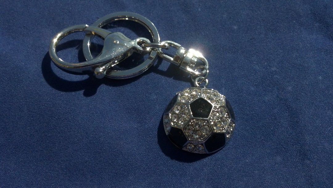 Rhinestone Bling Soccer Ball Keychain - Etsy