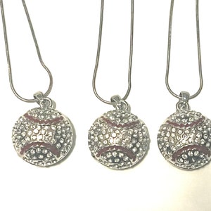 Lot of 3  Bling Baseball Necklace with Rhinestones