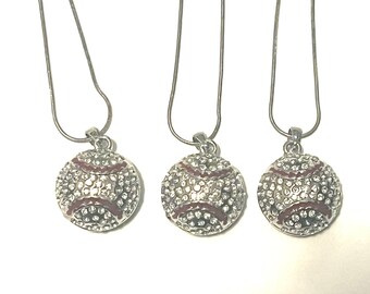 Lot of 3  Bling Baseball Necklace with Rhinestones