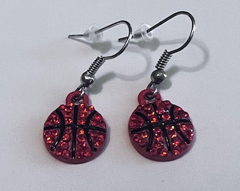 Rhinestone Bling Basketball Dangle Earrings
