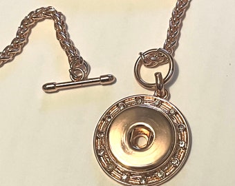 New Rose Gold Snap Jewelry Fits Ginger Snap 28" NECKLACE toggle closure fits 18mm snap
