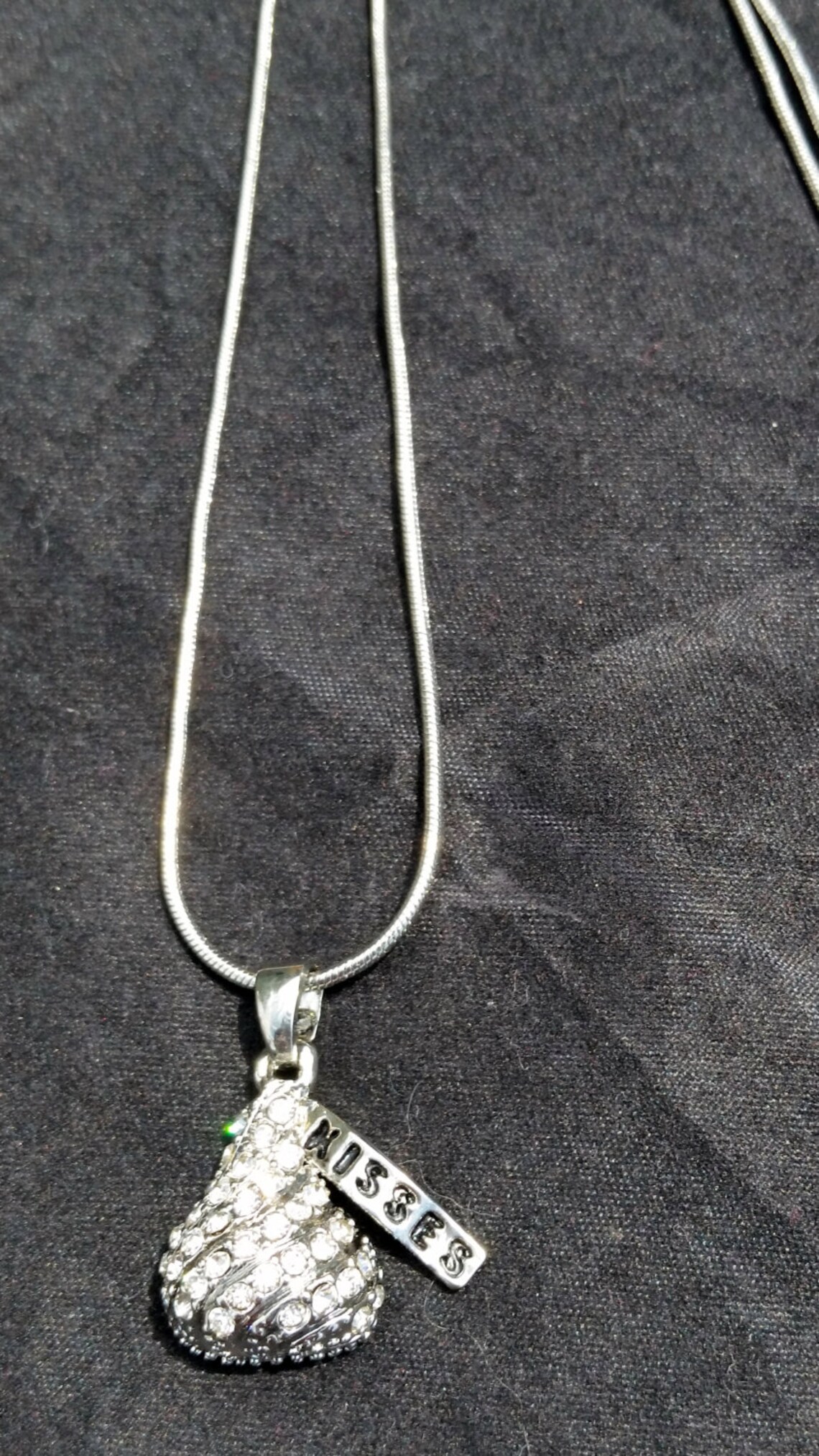 Rhinestone Crystal Hershey KISSES Pendant Silver Snake Chain Etsy