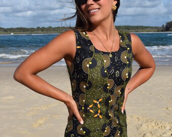 Classic Sheath Dress- Indigenous Artwork- Timeless Style