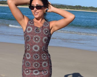 Classic Sheath Dress- Authentic Indigenous Artwork- Wildflowers After Rain