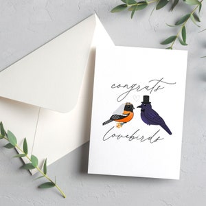 Congrats to the Lovebirds PRINTABLE Greeting Card, 5x7, Cardstock, Wedding,  Engagement, Bridal Shower, Congratulations, Digital Art, Love 