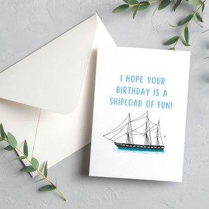 Espero que tu cumpleaños sea un montón de diversión / Buque de guerra USS Constellation / Tarjeta de felicitación de 4,25 x 5,5" / Sobre incluido / Interior en blanco
