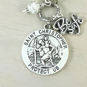 Saint Christopher Keyring, Be Safe Keychain, St Chris gift Gift for Teenager, New Driver, Drive Safe Present, Passed Driving Test, Protected