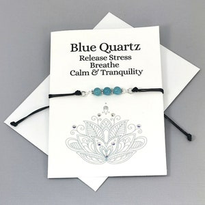 Pulseira de pedras preciosas de ansiedade | Pulseira de alívio de estresse | Pulseira Quartzo Azul | Pulseira de liberação de estresse | Cristal Natural | Pulseira de cura