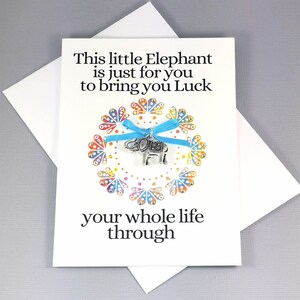Viel Glück Karte | Glücksbringer | Glücklicher Elefant Schlüsselbund | Glückselefant | Elefant Charme, Glück Karte | Elefant Karte | Elefant Charme