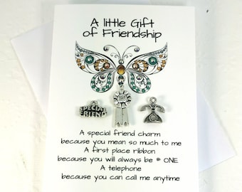 Friendship Gift | Gift for Friend | Long Distance Friendship Card  | Great Friend Charm Card | A Little Gift of Friendship |Thinking of you