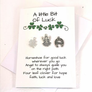Viel Glück Geschenk | Viel Glück Karte | bisschen Glück Andenken Geschenk | Positivität Andenken Charme Geschenk | Freunde Charm Geschenk | Sicher reist Geschenk