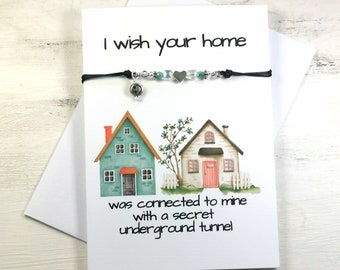 Best Friend Bracelet Card Gift | Best Friend live next door card gift  | Best Girlfriend Bracelet  | Best Girlfriend Card | Friends Bracelet