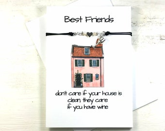 Best friends Bracelet Card Gift | Friendship Bracelet gift | Friends Fun Wine Card and Bracelet gift | Friendship Card | Friendship Bracelet