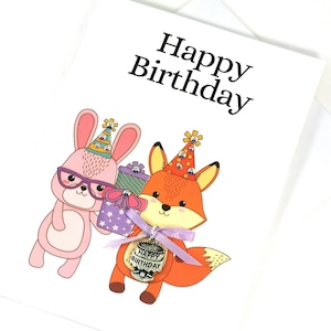 Carte d'anniversaire pour enfants | carte d'anniversaire de filles | d'anniversaire pour filles sur le thème des animaux | Carte d'anniversaire pour enfant | Carte d'anniversaire pour enfants Célébration