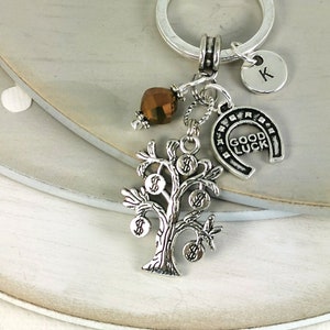 Cadeau pour elle | Porte-clés personnalisé porte-bonheur | Arbre d'argent porte-clés porte-bonheur | Souvenir de chance | Cadeau positif | Porte-clés porte-bonheur 236