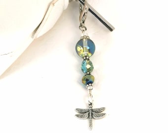 Beaded Dragonfly Clip on Purse charm | Dragon Fly Purse clip charm | Crystal Bead Dragonfly Zipper Bag charm |  Freedom clip on charm 221