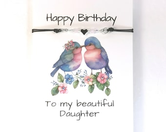 Happy Birthday Daughter | Daughter Birthday card with Beaded Heart Expansion Bracelet |  Daughter Birthday Gift with Card | Embellished card