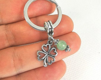 Four Leaf Clover Keychain | Gemstone keychain  | Lucky Charm Keychain | Irish Pride Key Ring | good luck keychain  Key120
