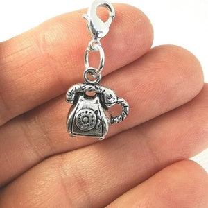 Old Phone clip on Charm - Phone zipper Charm - Rotary Telephone Charm - Keychain charm _ Keyring Charm - Clip charmsSCC1168