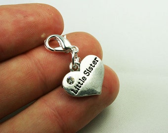 Heart Sister charm pendant,Big sister,Middle sister,Little sister charm,Family Charm,Silver word charm,Bulk charm--30x31mm-YF397-399 3pcs-