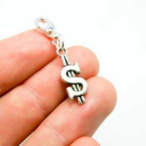 Fascino del segno del dollaro. Fascino del denaro. Bracciale personalizzato Charm. SCC419 ·