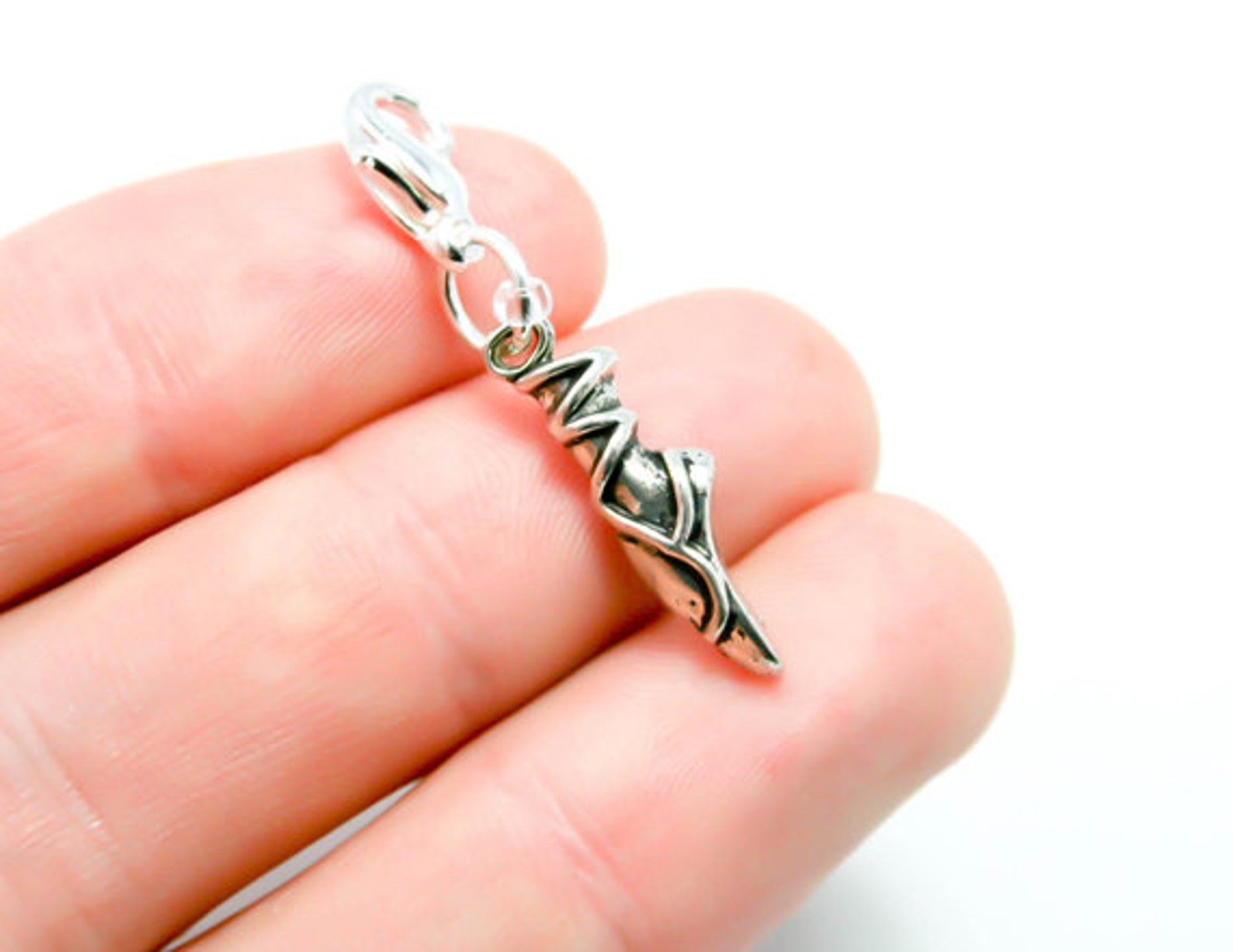 ballet shoes charm. silver dance lover charm. ballet charm. scc422