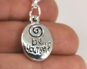 Be Yourself Charm - Word Charm -Silver Tone Message Charms -Be Yourself - Inspirational Charms - Antique Tibetan Silver Tone Charms SCC1304
